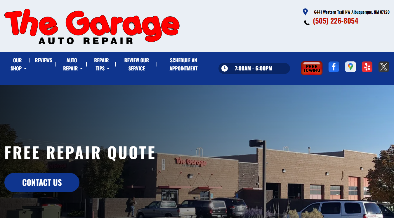 Website screenshot for The Garage