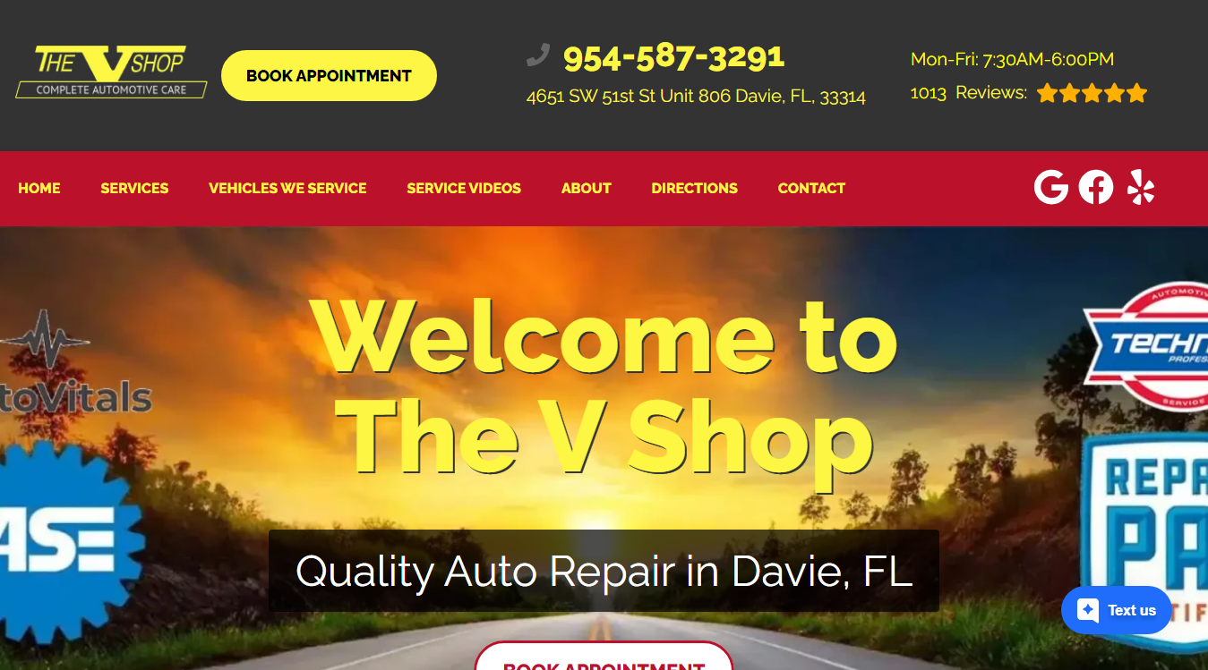 Website screenshot for The V Shop