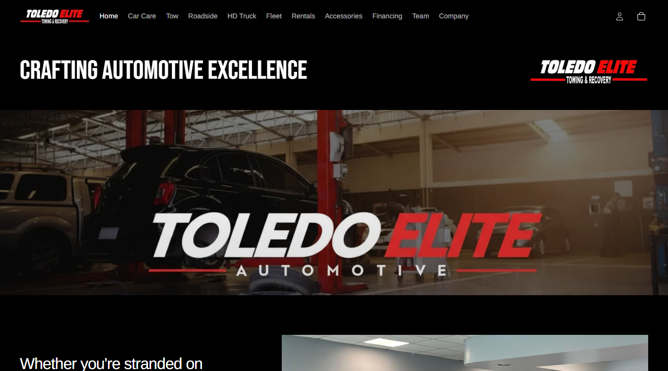 Website screenshot for Toledo Elite Automotive