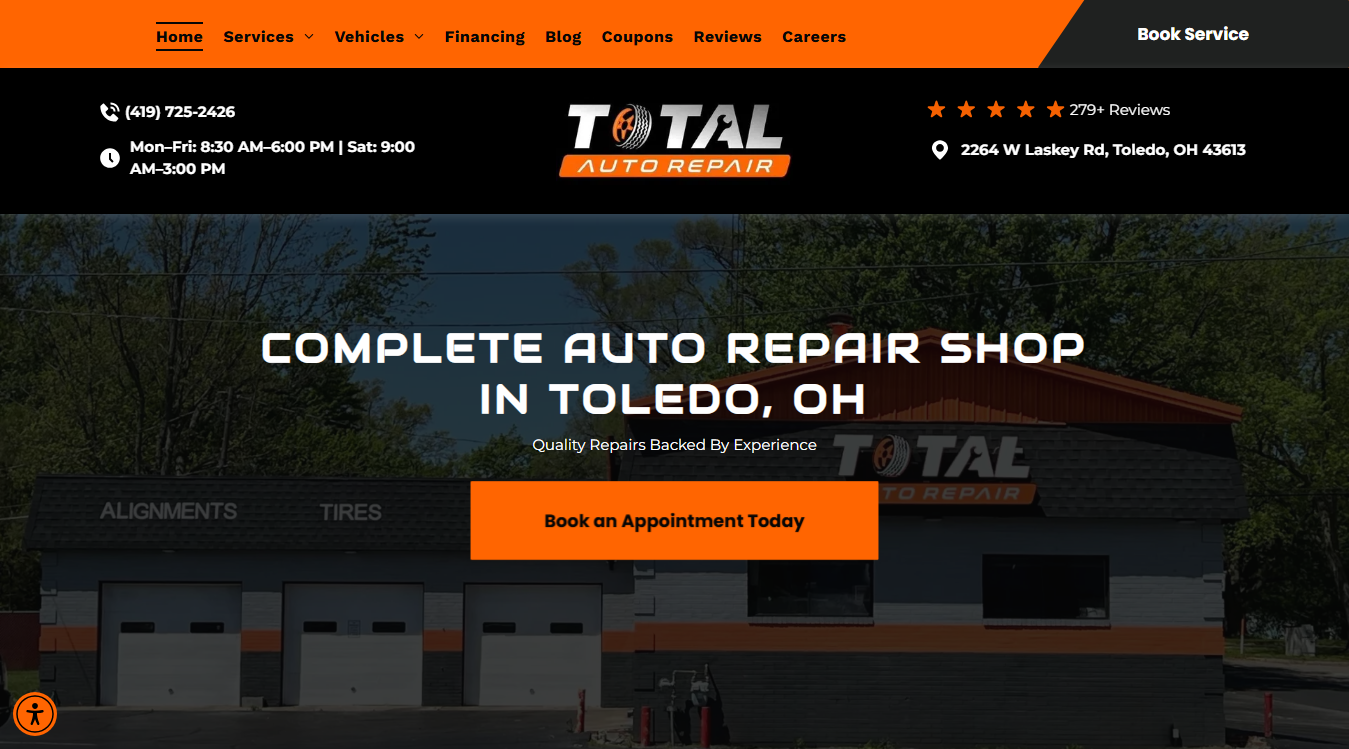 Website screenshot for Total Auto Repair
