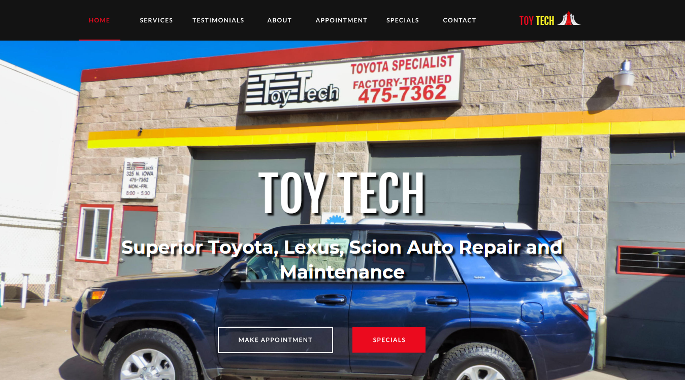 Website screenshot for Toy Tech