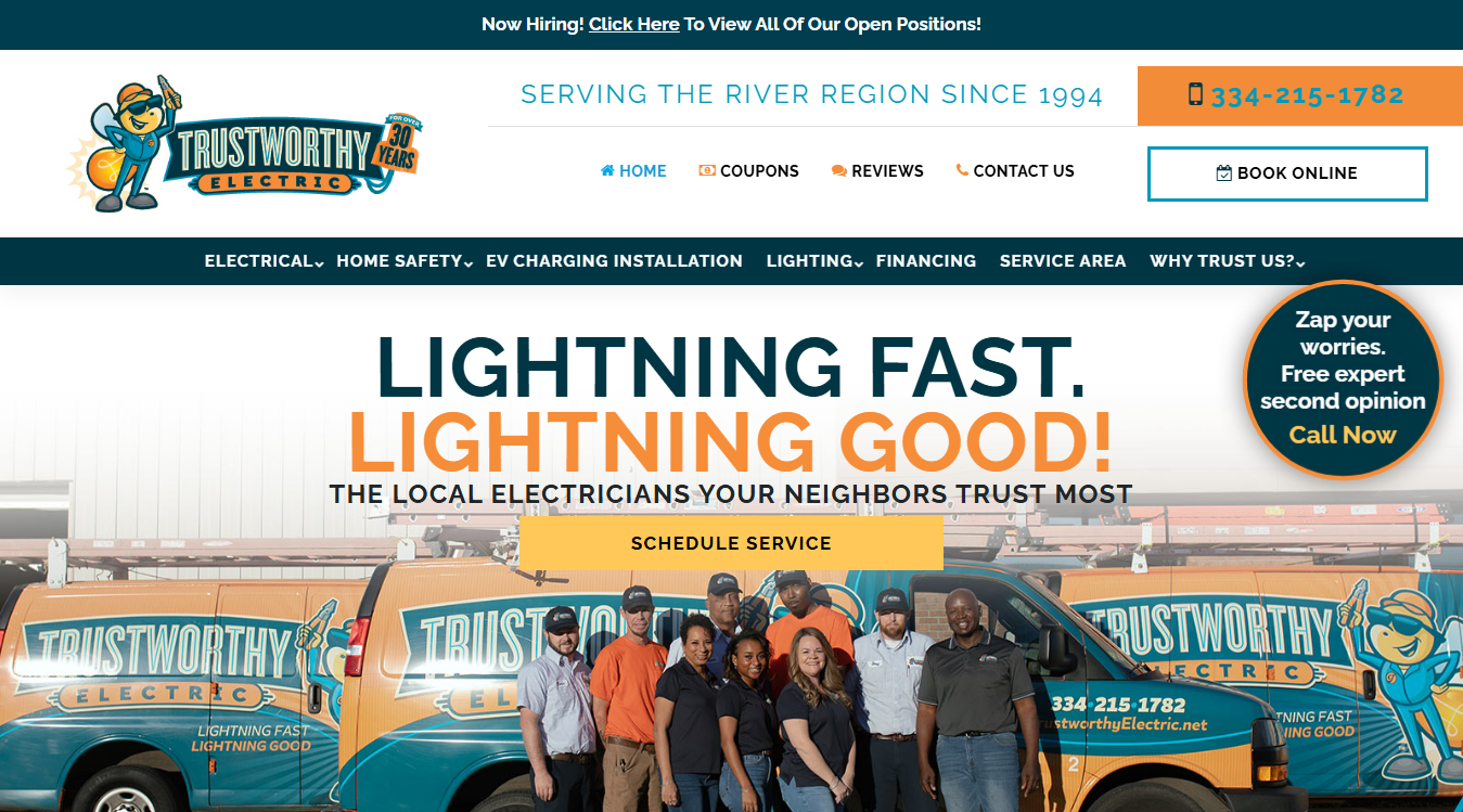 Website screenshot for Trustworthy Electric