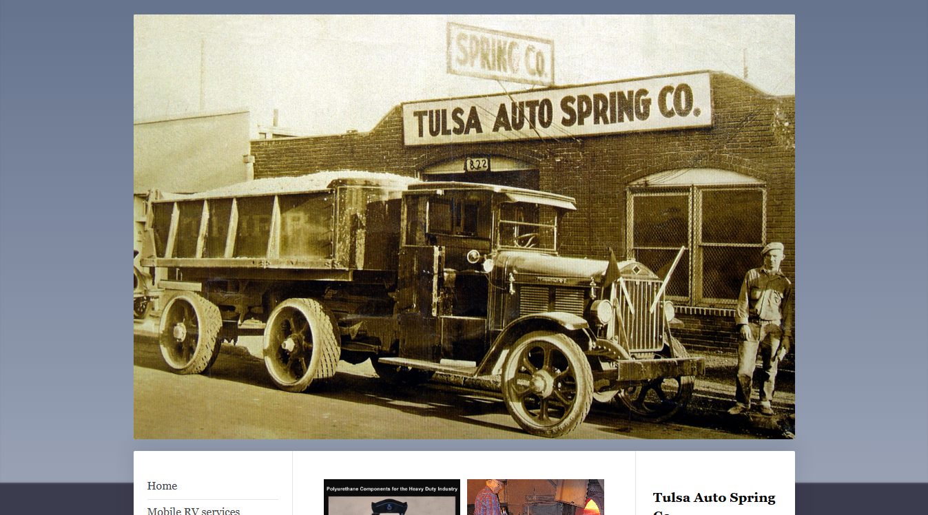 Website screenshot for Tulsa Auto Spring Co and Mobile RV - Est. 1924