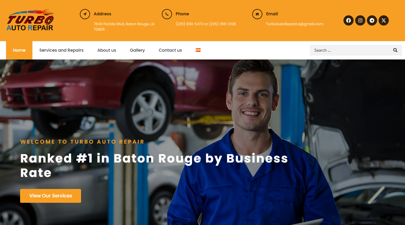 Website screenshot for Turbo Auto Repair