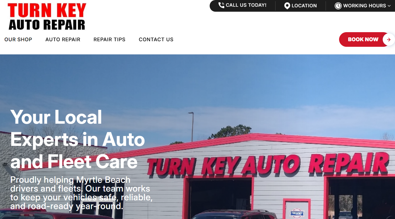 Website screenshot for Turn Key Auto Repair