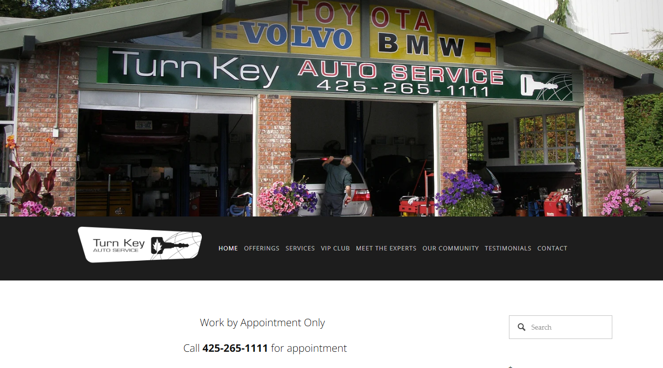 Website screenshot for Turn Key Auto Service