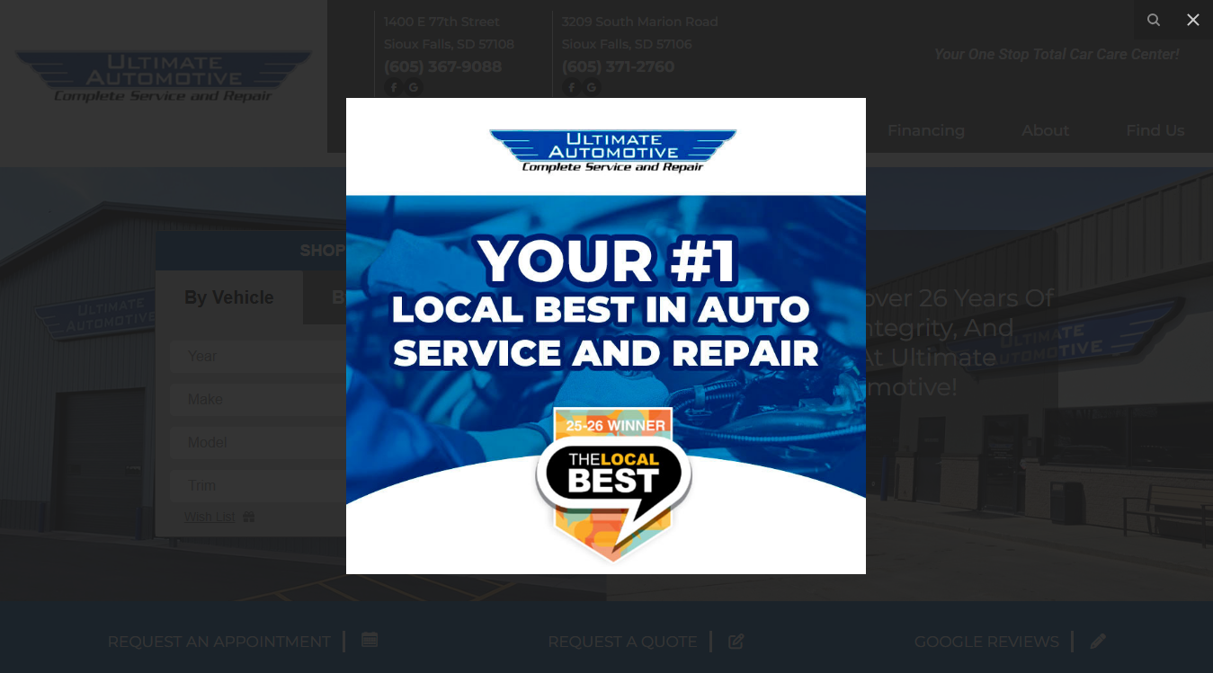 Website screenshot for Ultimate Automotive