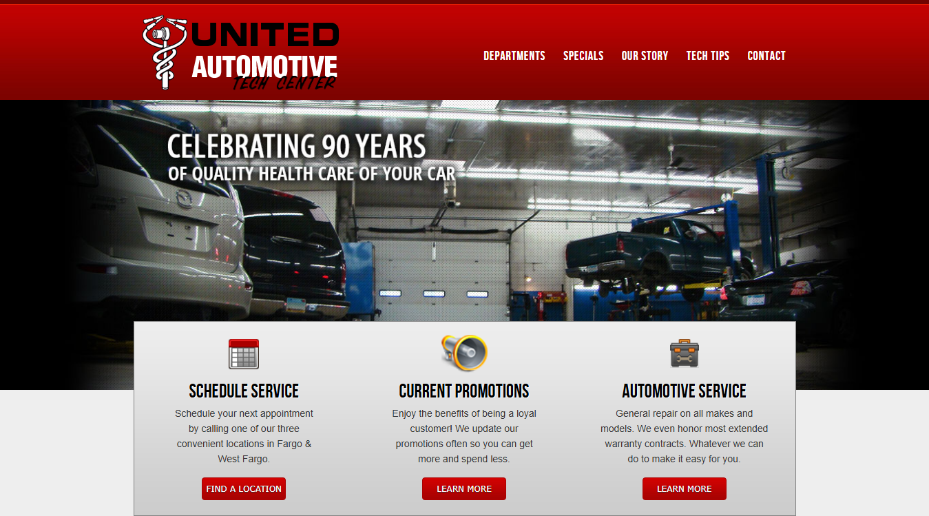 Website screenshot for United Automotive Tech Center