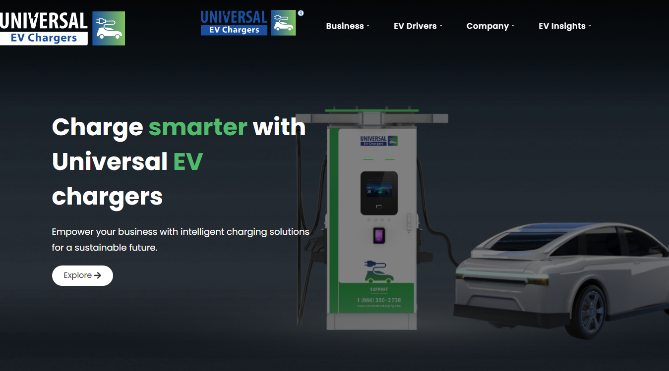 Website screenshot for Universal EV Charging Station