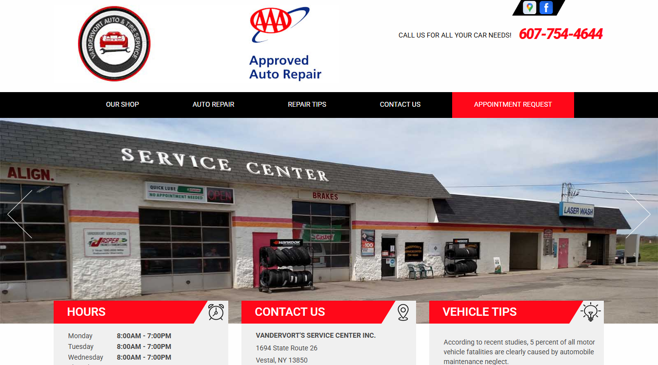 Screenshot of VanDervort Service Center