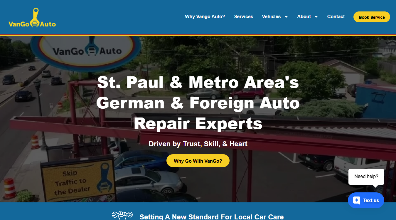 Website screenshot for VanGo Auto