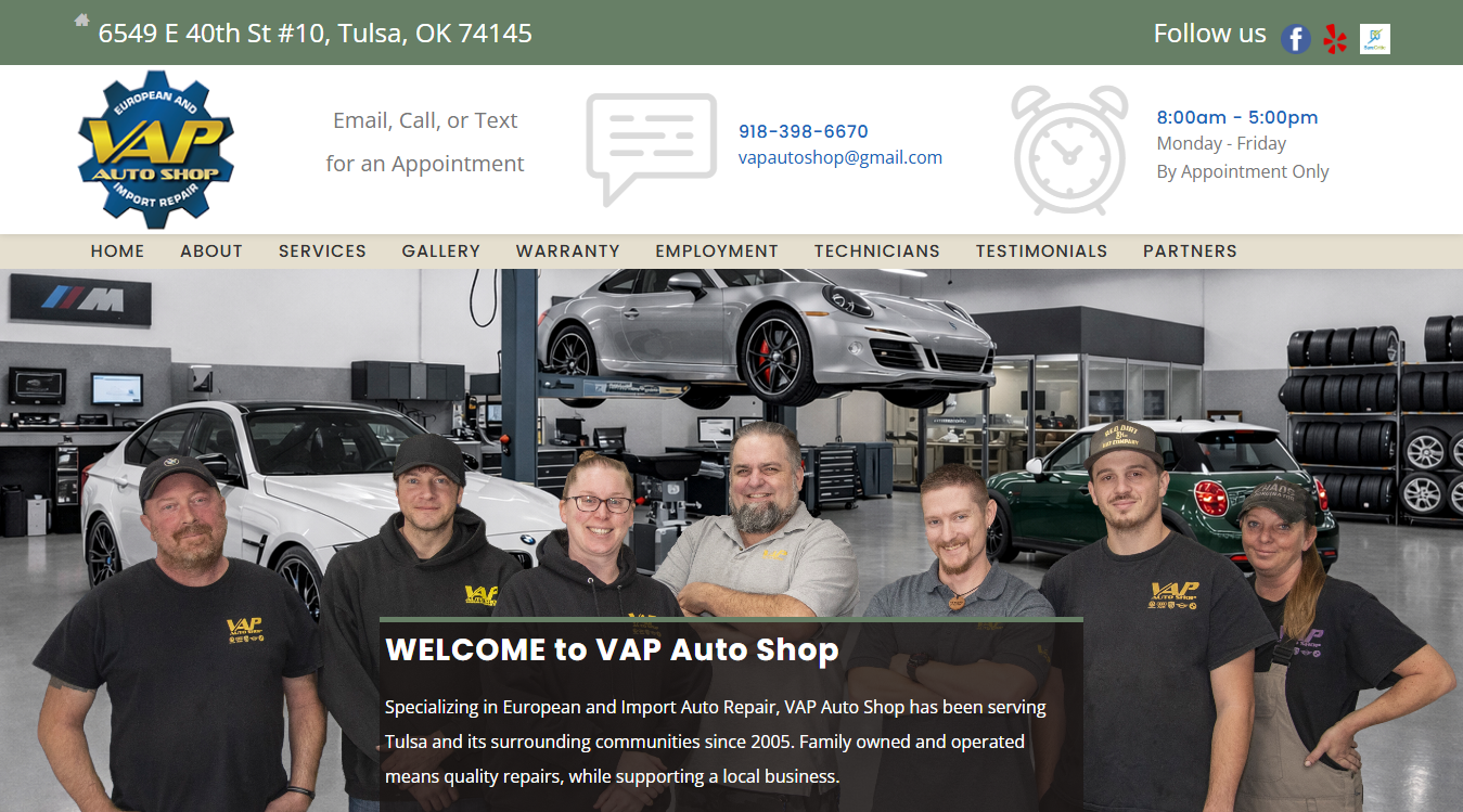 Screenshot of VAP Auto Shop