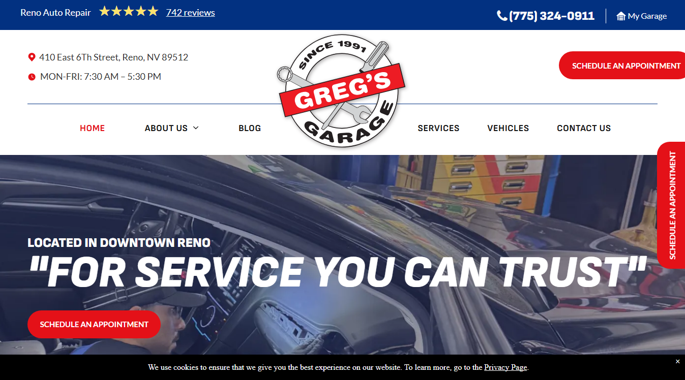 Website screenshot for Vasquez Mobile Auto Repair