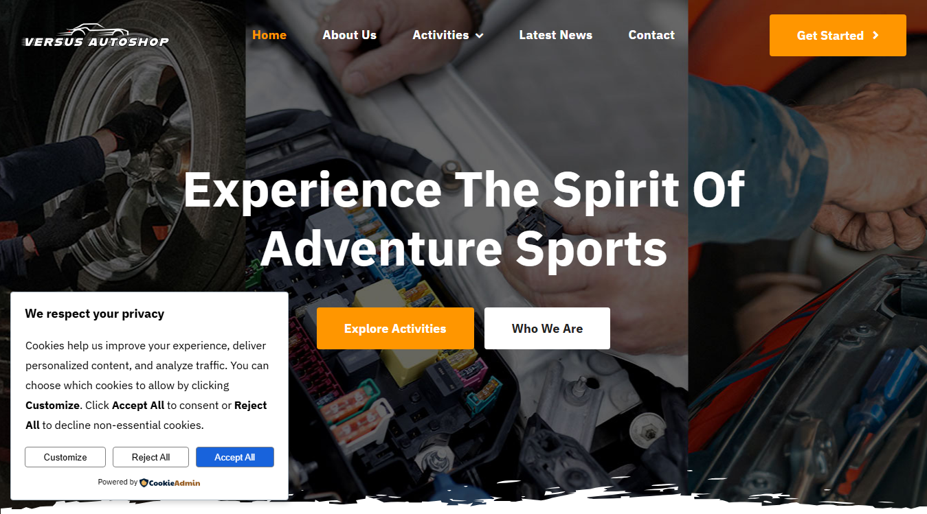 Website screenshot for Versus Autoshop