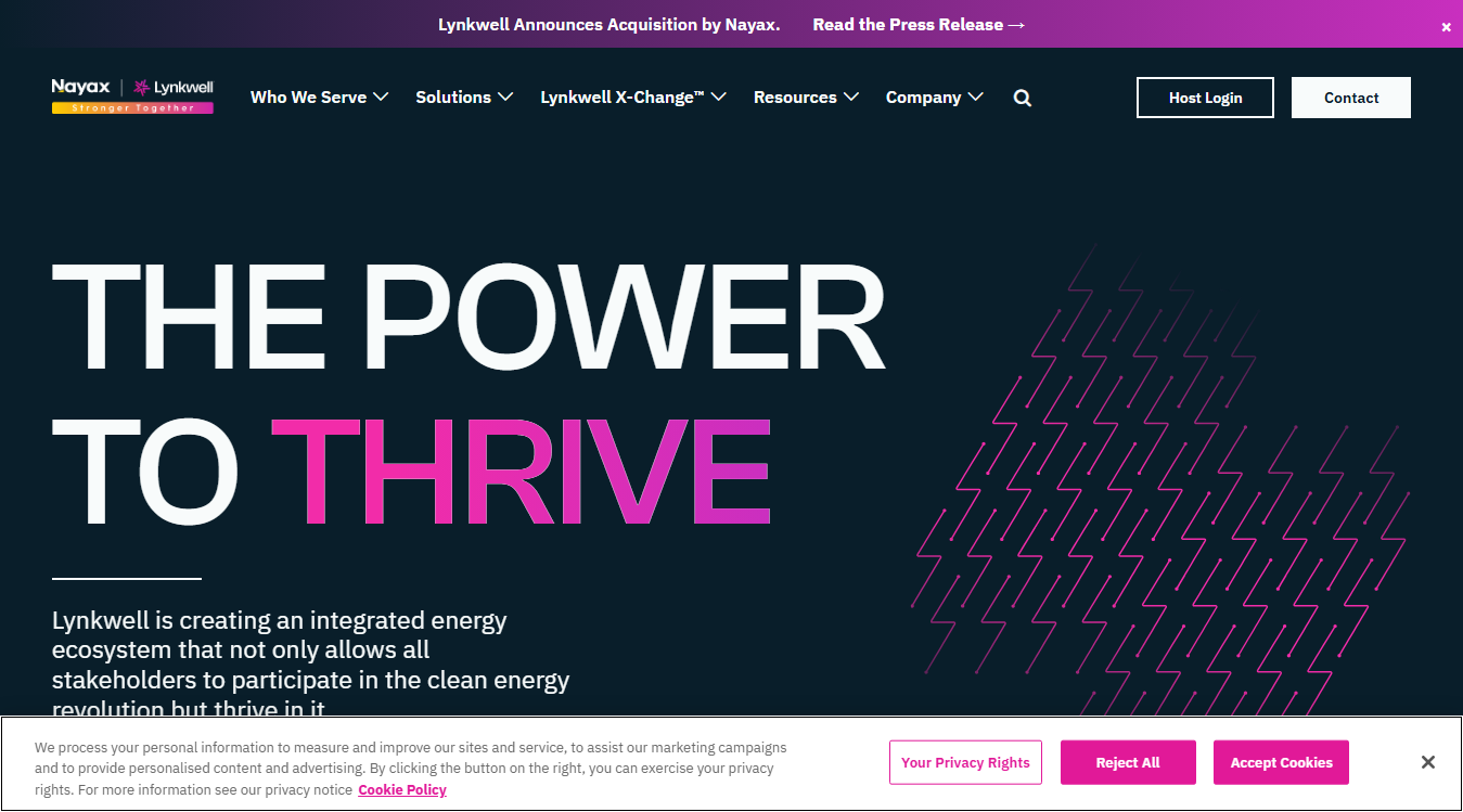 Website screenshot for ViaLynk Charging Station