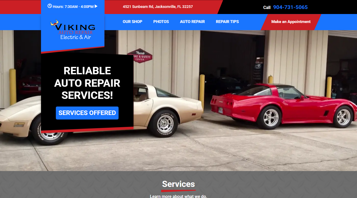 Screenshot of Viking Auto Repair Electric & Air