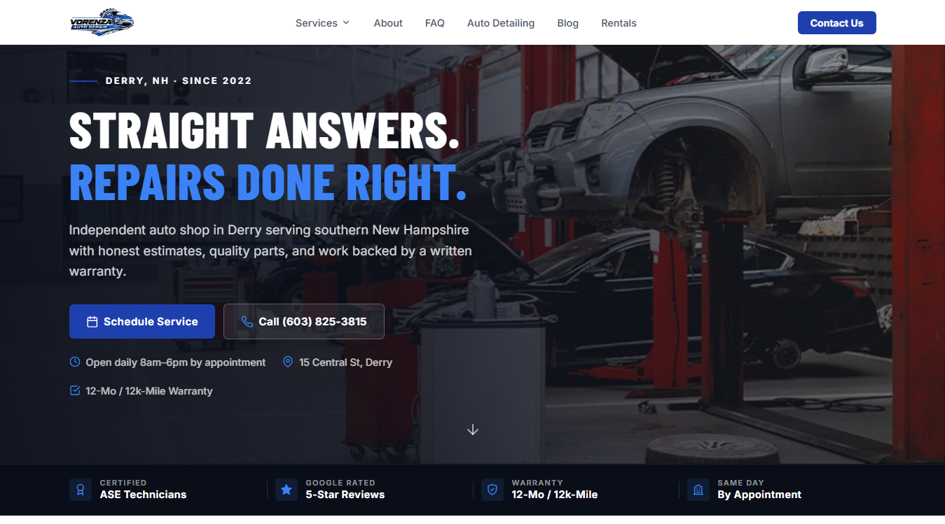 Screenshot of Vorenza Auto Repair