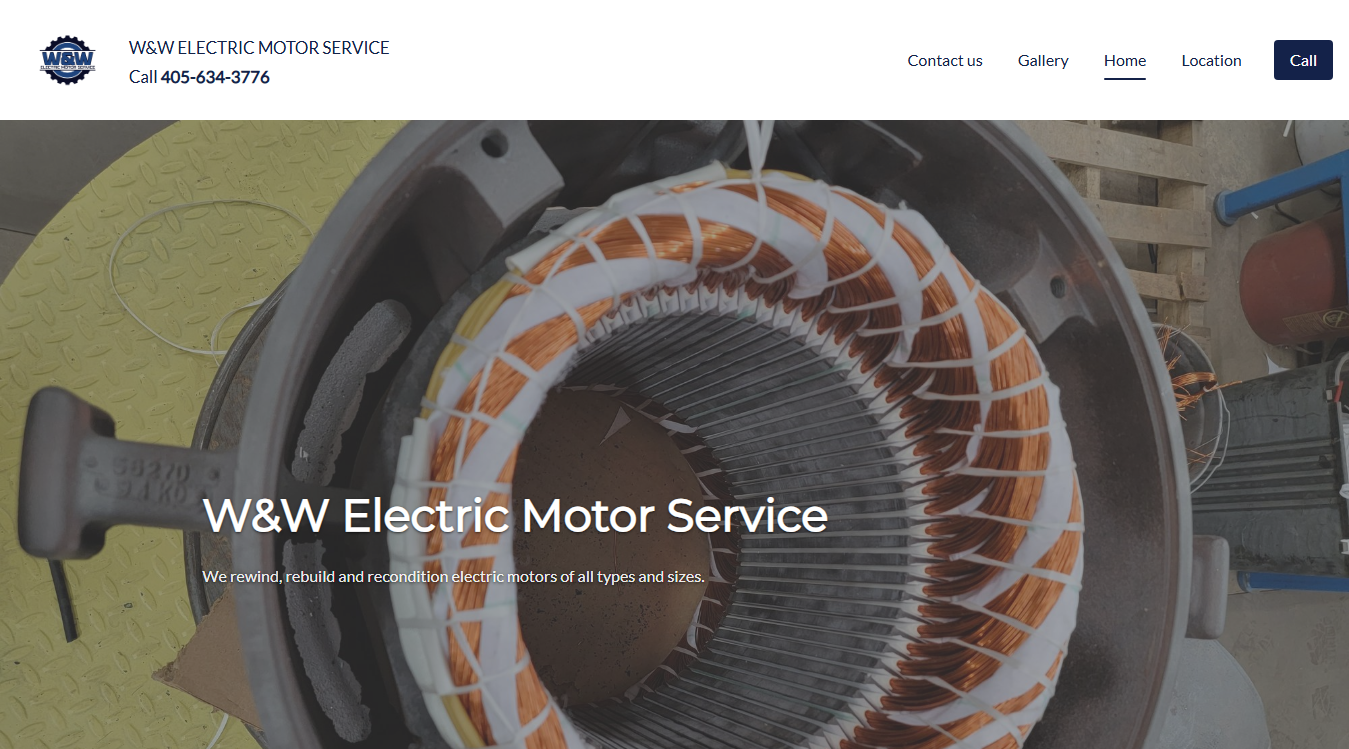 Website screenshot for W & W Electric Motor Services Inc