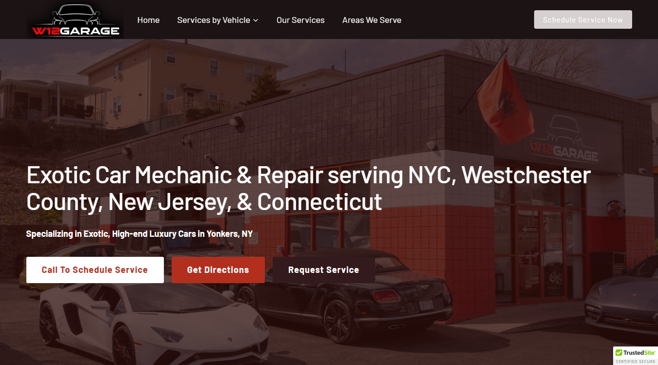 Website screenshot for W12 Garage