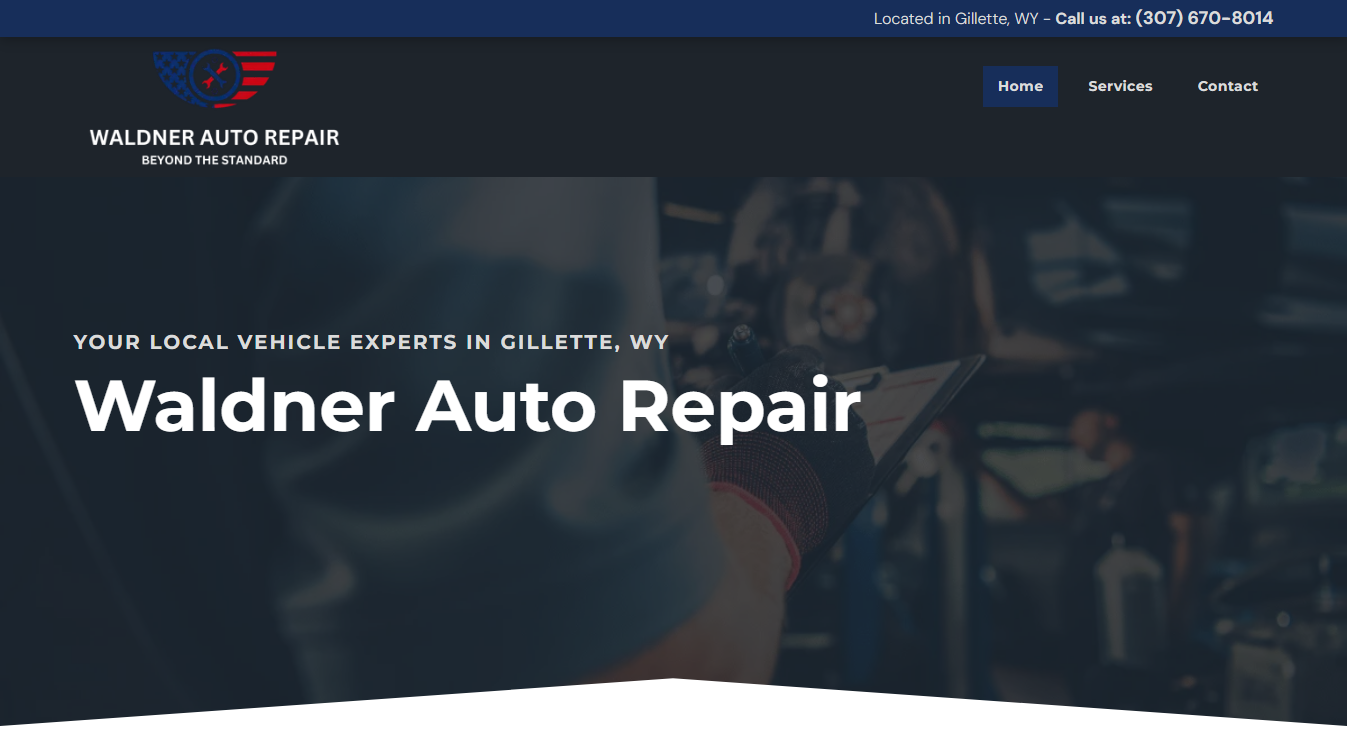 Website screenshot for Waldner Auto Repair