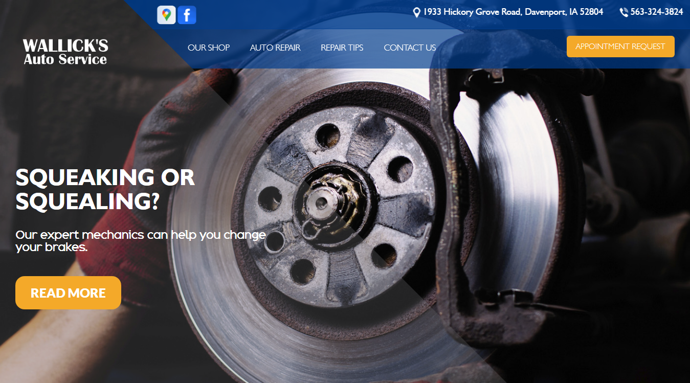 Website screenshot for Wallick's Auto Service