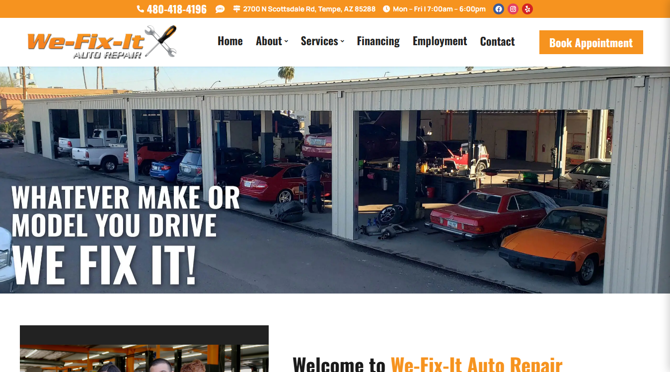 Website screenshot for We-Fix-It Auto Repair