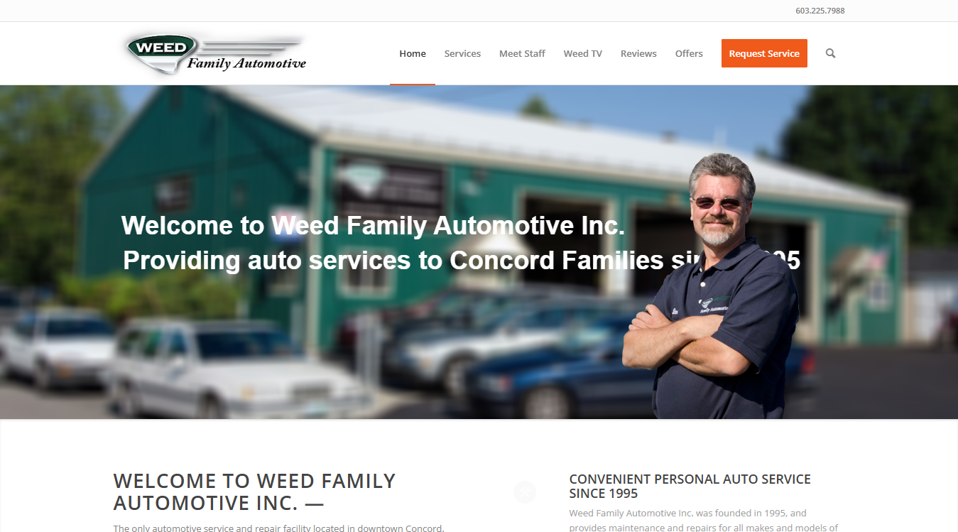 Website screenshot for Weed Family Automotive