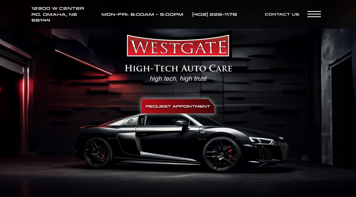 Website screenshot for Westgate High Tech Auto Care