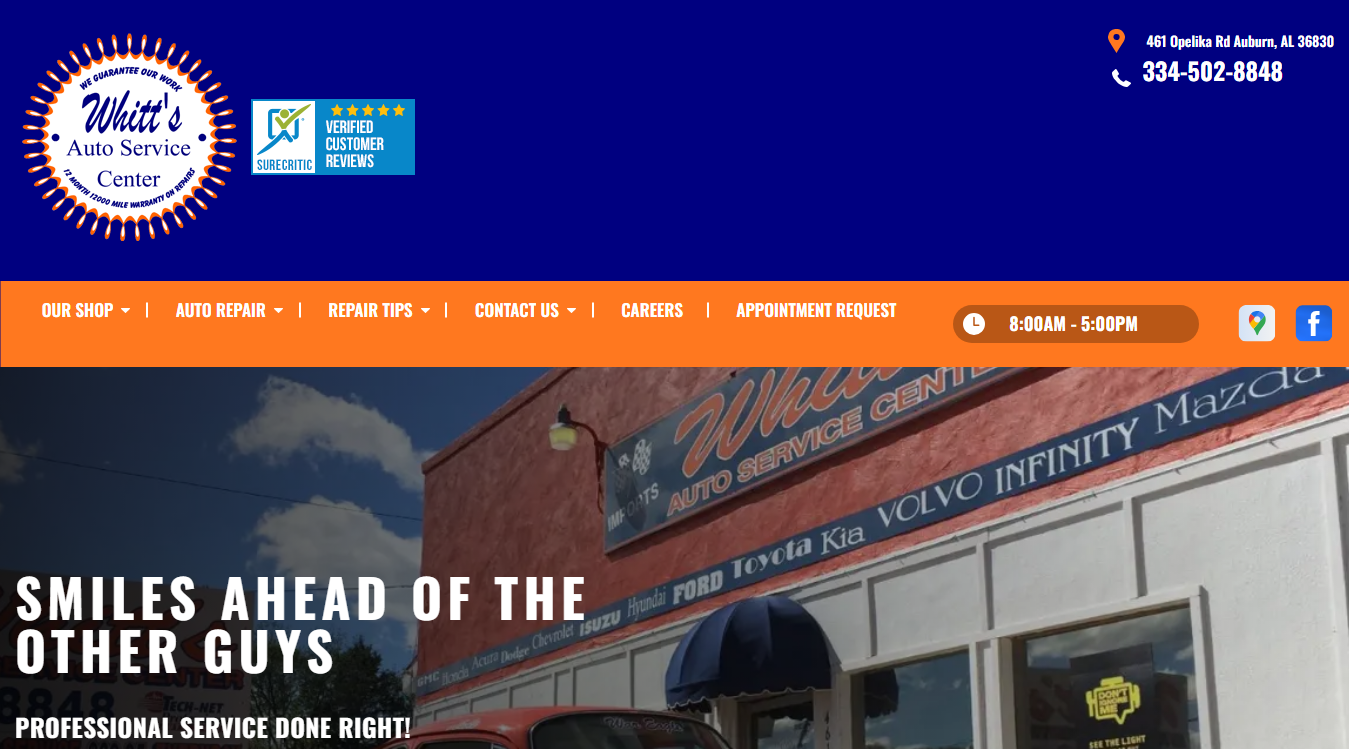 Screenshot of Whitt's Auto Service Center