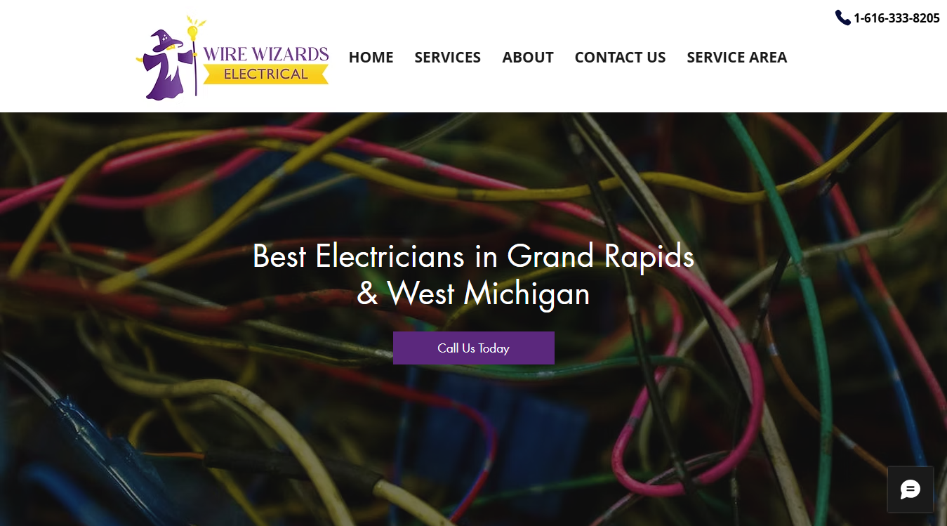 Website screenshot for Wire Wizards Electrical