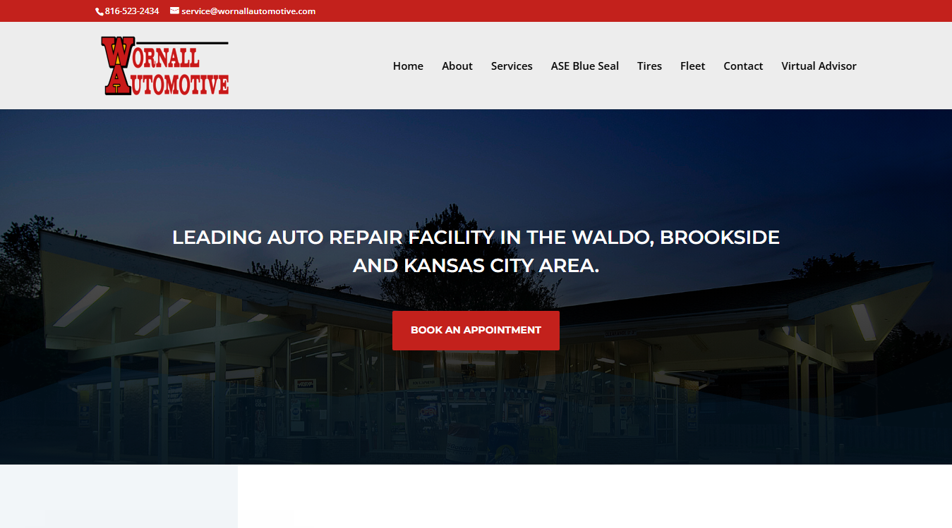 Website screenshot for Wornall Automotive