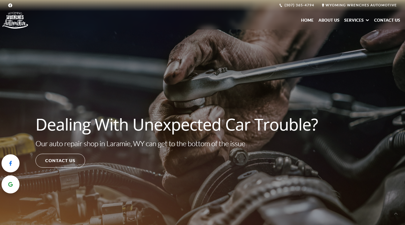Website screenshot for Wyoming Wrenches Automotive