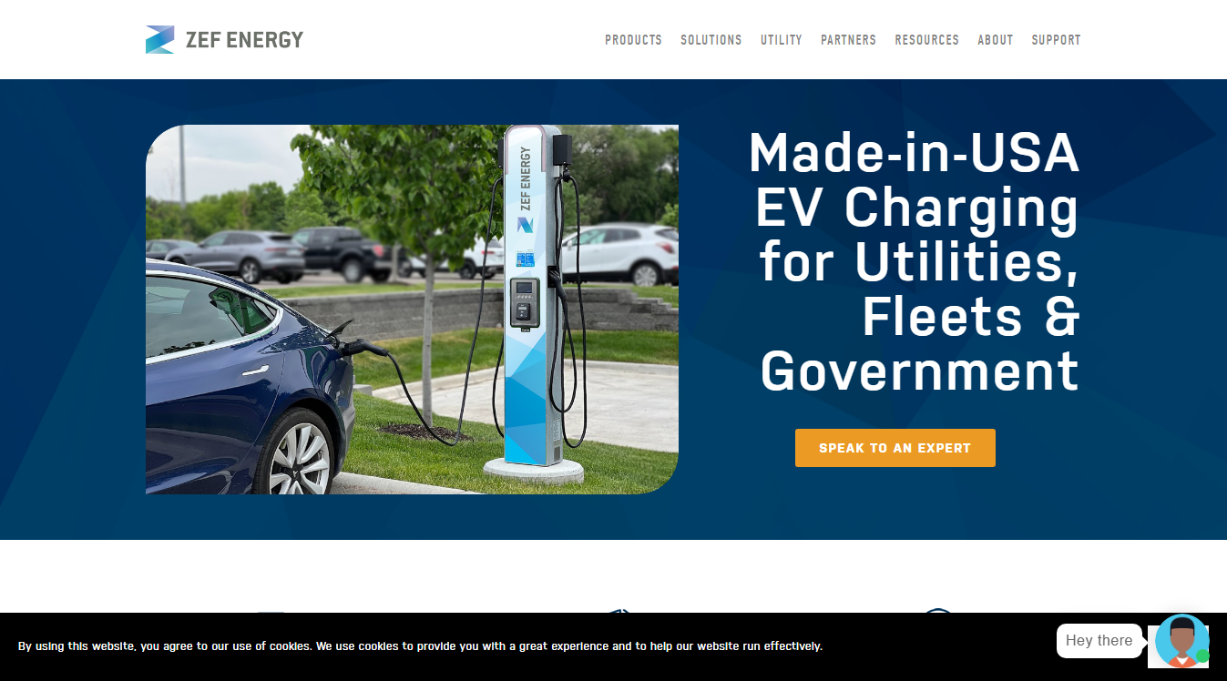Website screenshot for ZEF Charging Station
