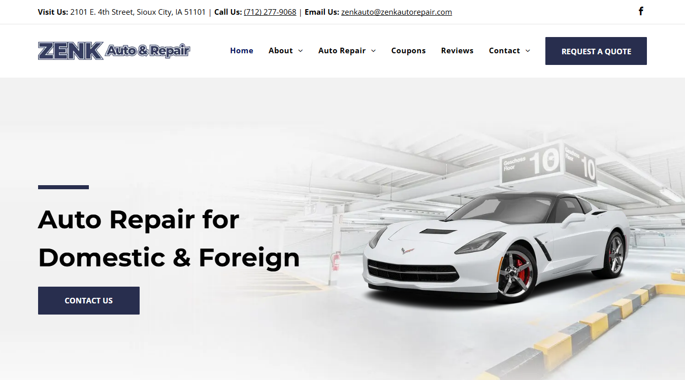 Screenshot of Zenk Auto And Repair